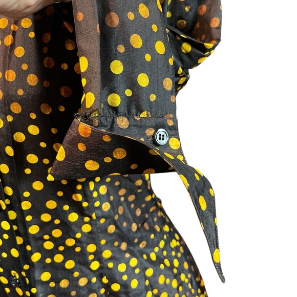 Vintage Rare Silk Black Gold Polka  agnes b. Tunic Blouse Dress Size 2 France - Picture 7 of 12